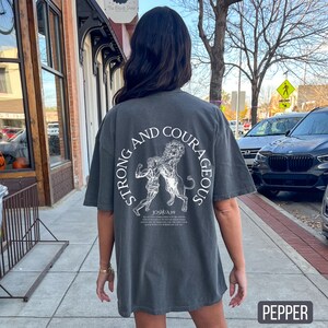 Strong and Courageous Shirt, Pepper Comfort Colors Shirt, Christian Pump Cover, Bible Verse Tshirt, Muscle Mommy, Trendy Oversized Christian Shirt, Gym Workout Shirt, Weightlifting Shirt