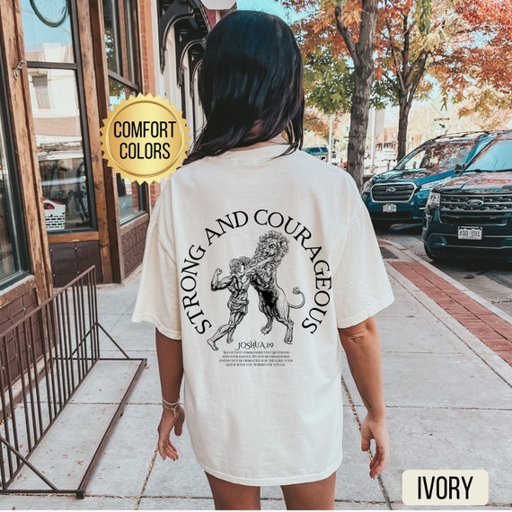 Strong and Courageous Shirt, Comfort Colors, Christian Pump Cover, Trendy Oversized Christian Shirt, Gym Workout Shirt, Weightlifting Shirt