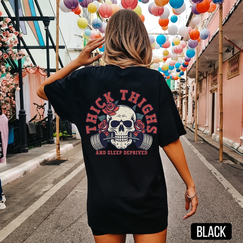 Black Thick Thighs and Sleep Deprived Shirt, Comfort Colors, Muscle Mommy, Pump Cover T Shirt, Weightlifting Shirt, Work Out Shirt, Gym Pump Cover