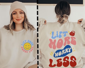 Sudadera Lift More Worry Less, funda para bomba de gimnasio, regalo para amantes del gimnasio, sudadera para hacer ejercicio, camiseta para gimnasio, VSCO, Muscle Mommy, regalos para fanáticos del gimnasio