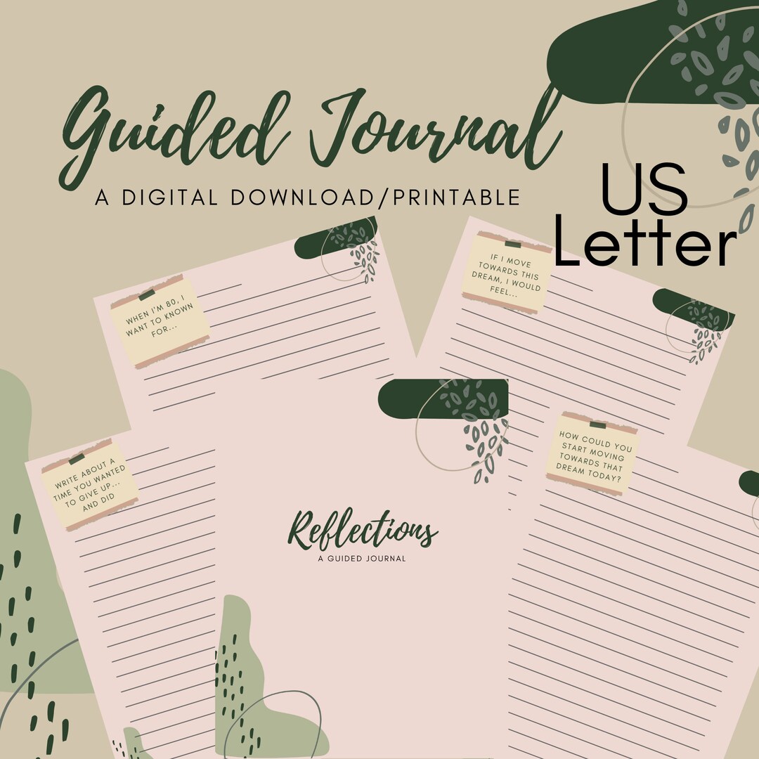 Reflective Journal Lettering US Letter -reflections - A Guided Journal // PRINTABLE // Pink Journal ...