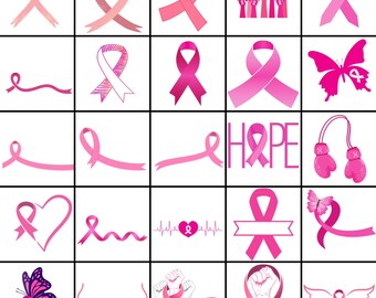 Pink Ribbon Breast Cancer Awareness PNG Clipart (Digital Download)
