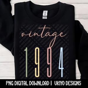 Ensemble vintage de l'année PNG 1940-1999, conception de chemise d'anniversaire rétro | Sublimation pastel année de naissance PNG | Chiffres vintage Clipart Download