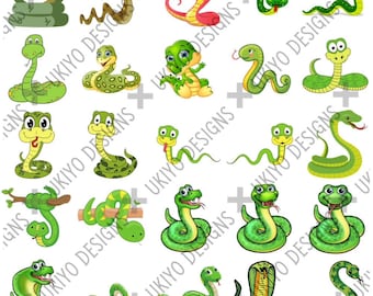 50 images: Snake, Reptile, Animal, Creature Clipart/PNG ONLY Bundle, Digital Download, Instant Download, Ukiyo Designs