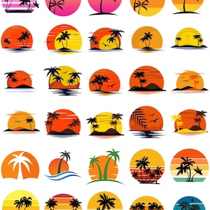 Palm Trees Sunset, Tropical Art, Island Vibes, Summer, Paradise, Beach PNG ONLY| Printable Art| Sublimation| Instant Digital Download