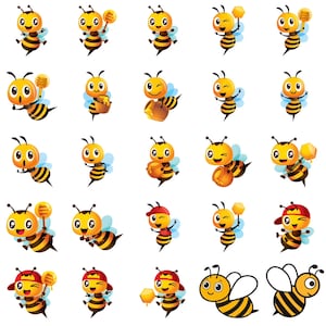 Cartoon Bee, Insect, Honey Bee, Bumblebee PNG ONLY| Printable Clipart| Instant Digital Download [2]
