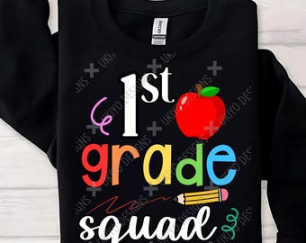 5 Elementary School Squad Design, Kindergarten, Pre-K, Back To School PNG ONLY| Printable Clipart| Sublimation| Instant Digital Download