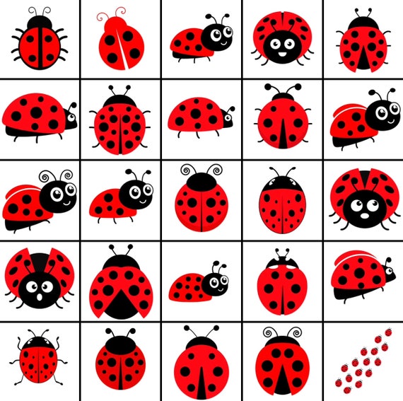 100 Ladybug PNG Bundle, Cute Red Ladybug Clipart PNG, Spring Garden Bug, Insect Illustration, Nature Digital Download PNG
