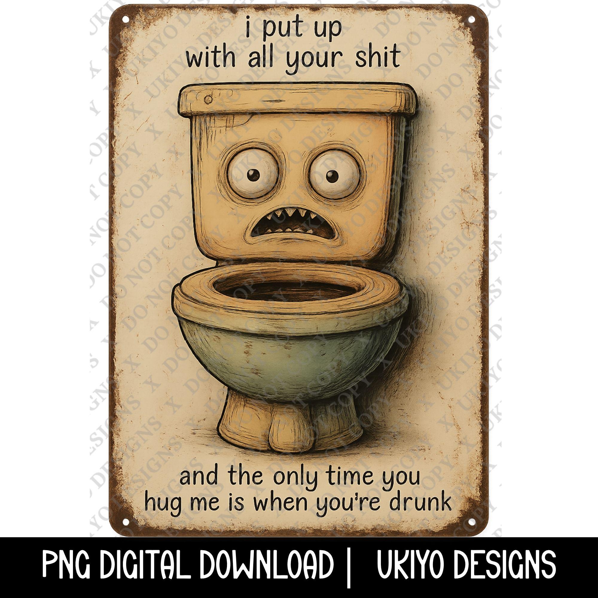 Funny Bathroom Sign PNG Bundle | Sarcastic Toilet Humor Art (digital ...