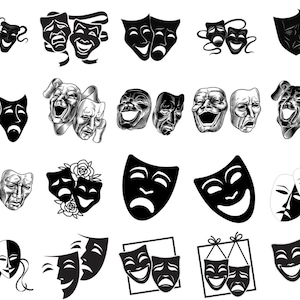 20 immagini: Commedia e tragedia, Ridi ora piangi dopo, Recitazione, Pacchetto solo PNG/clipart per intrattenitori, Digitale, Download immediato, Disegni Ukiyo[1]