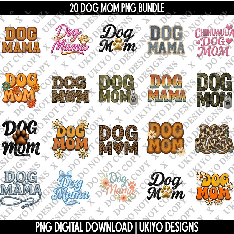 20 Dog Mom PNG Bundle | Dog Mama Sublimation Pngs | Cute Pet Mom ...