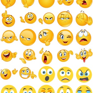 Cara sonriente, emoji, emoticones lindos, caras divertidas PNG SOLAMENTE / Clipart imprimible / Descarga digital instantánea