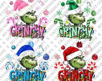 4 Grinchy Weihnachten PNG Bündel | 4 lustige Urlaub Grinch Clipart Designs | Weihnachten Sublimation Herunterladen | Festliche digitale PNG-Grafiken [23]