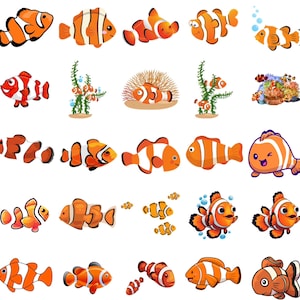 25 images: Clown Fish, Underwater, Sea Creatures Clipart/PNG ONLY Bundle, Digital Download, Instant Download [8]