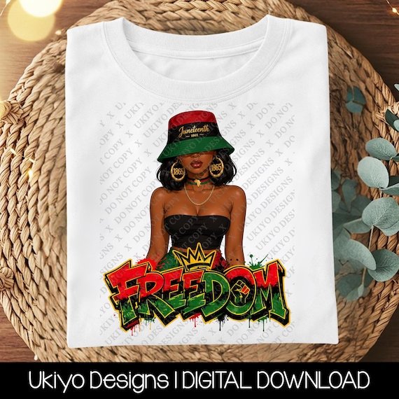 Juneteenth Freedom PNG Bundle, Black Woman 1865 Earrings Bucket Hat Graffiti, Afro Melanin Digital Download