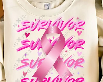Survivor, Breast Cancer Awareness, Fighter, Pink Ribbon, Gift for her PNG ONLY | Printable Clipart | Instant Digital Download [4]