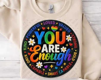 Eres suficiente PNG, diseño de orgullo LGBTQIA (descarga digital)