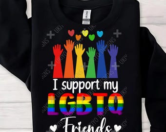 LGBTQ Friends Pride Design, Rainbow Clipart PNG (Digital Download)