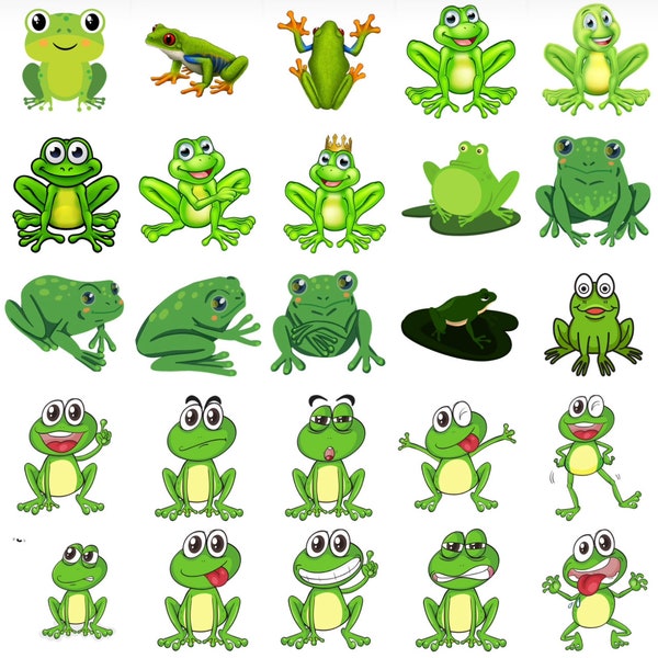 45 images: Frog Png, Frog Clipart, Toad Png, Toad Clipart/PNG Bundle, Digital Download, Ukiyo Designs