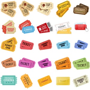 Kinokarten, Kino Dekor, Ticket Stub, Retro Karte, Vintage Karte NUR PNG | Druckbare Kunst | Clipart | Sofortiger digitaler Download