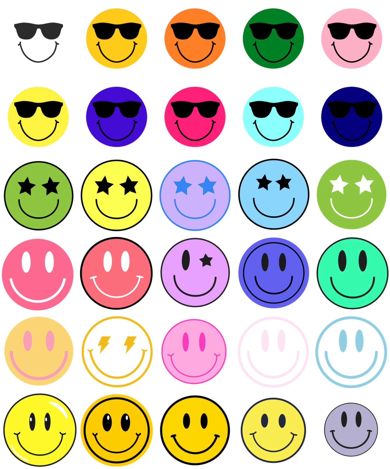 150 Images: Smiley Face, Frowny Face, Emoji Clipart/png Bundle, Digital ...