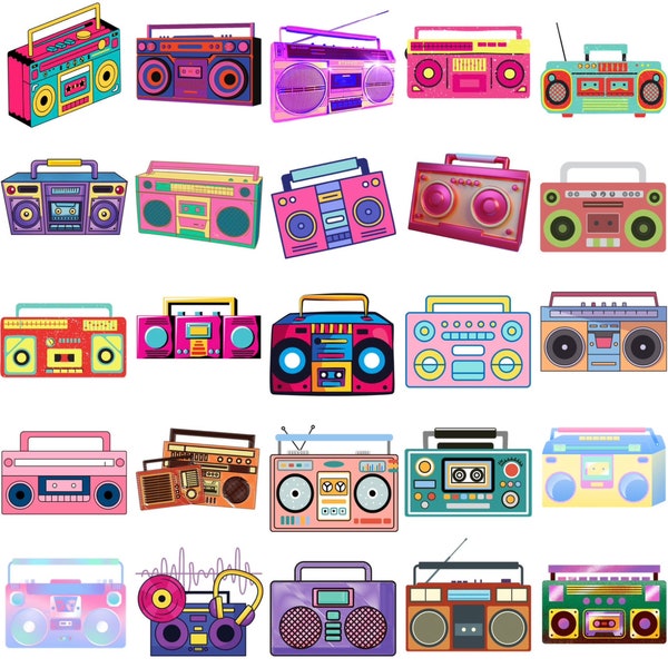 Plus de 65 images : Boom Box Clipart/PNG UNIQUEMENT Bundle, téléchargement numérique, téléchargement immédiat, modèles Ukiyo