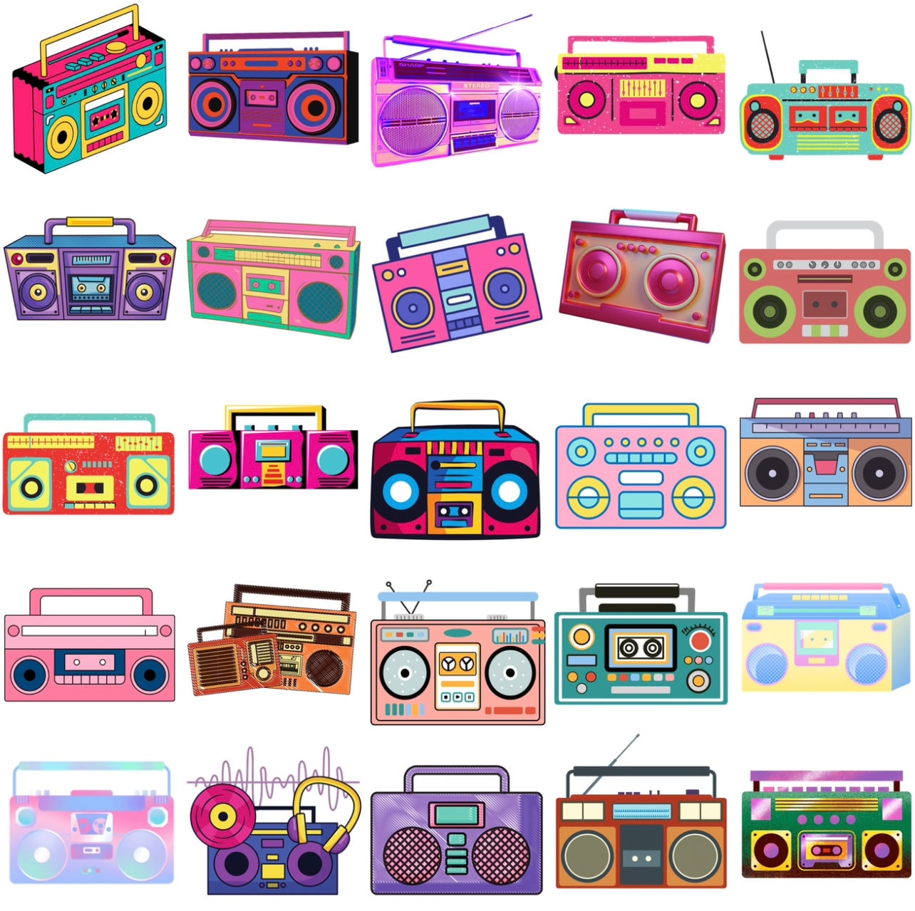 65 Images Boom Box Clipart/png ONLY Bundle, Digital Download, Instant