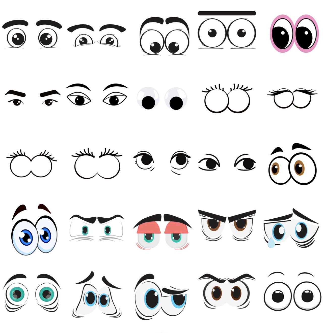 cartoon-eyes-clipart-expression-png-bundle-digital-download-etsy