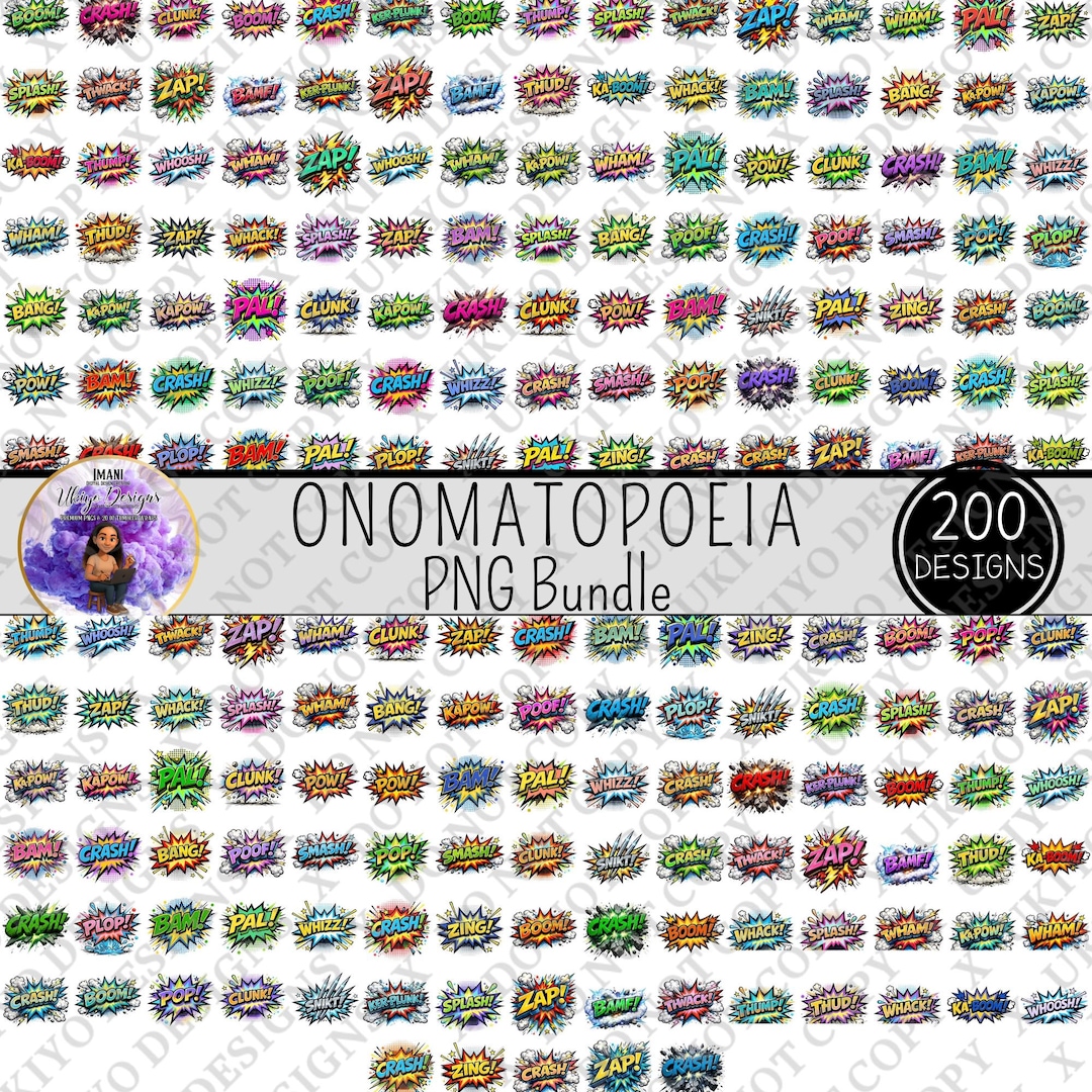 200 Comic Book Style Onomatopoeia PNG | Cartoon Sound Effects
