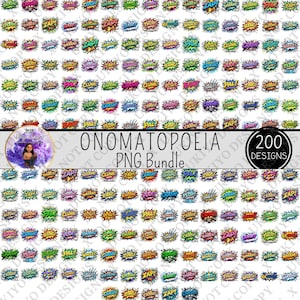 200 Onomatopeyas estilo cómic PNG / Efectos de sonido de dibujos animados / DESCARGA DIGITAL