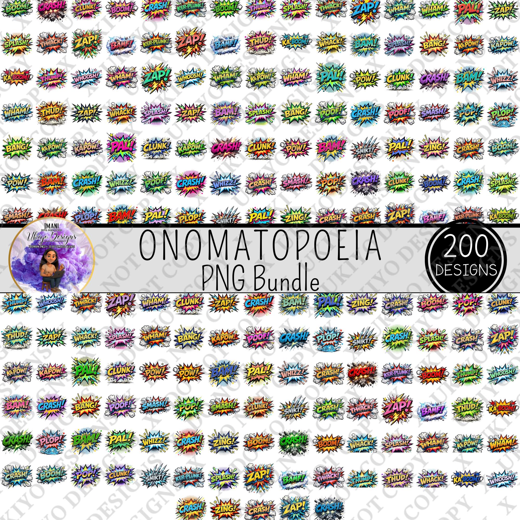 200 Comic Book Style Onomatopoeia PNG | Cartoon Sound Effects