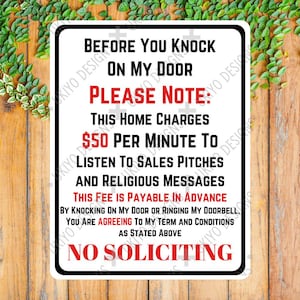 Señal divertida de "No Solicitar", señal sarcástica de protección del hogar, solo PNG / Clipart imprimible / Sarcasmo / Descarga instantánea [1]