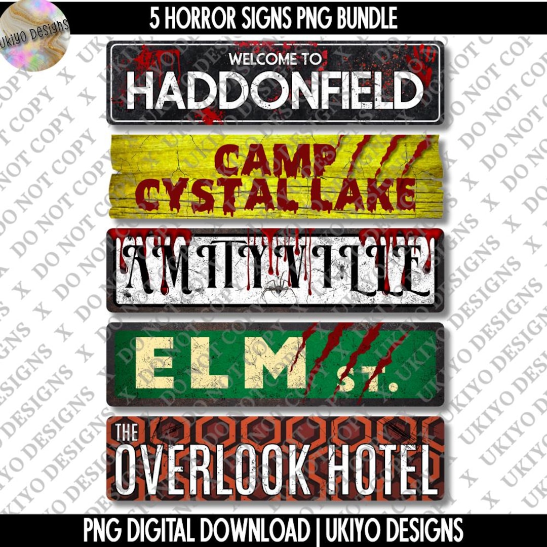 Horror Open Sign 5 Horror Signs PNG Bundle, Horror Street Signs, Scary Sign PNG ...