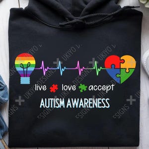 Autismebewustzijn, Neurodiversity Pride, Unique Minds, ALLEEN, PNG | Afdrukbare kunst | Clipart | Sublimatie | Direct downloaden | Digitaal 6