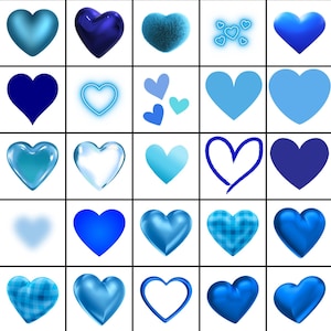 100 Blue Hearts, Sweet, Love, Special, Valentines Day, Blue Hearts Clipart/PNG ONLY Bundle, Digital, Instant Download, Ukiyo Designs[1]