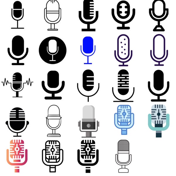 24 images: Microphone Clipart/PNG Bundle, Digital Download, Ukiyo Designs [9]