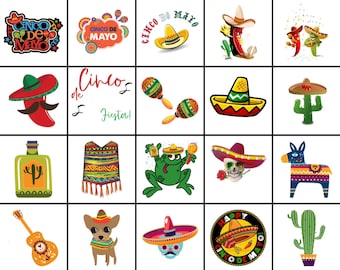40 images: Cinco De Mayo Clipart/PNG Bundle, Digital Download, Ukiyo Designs