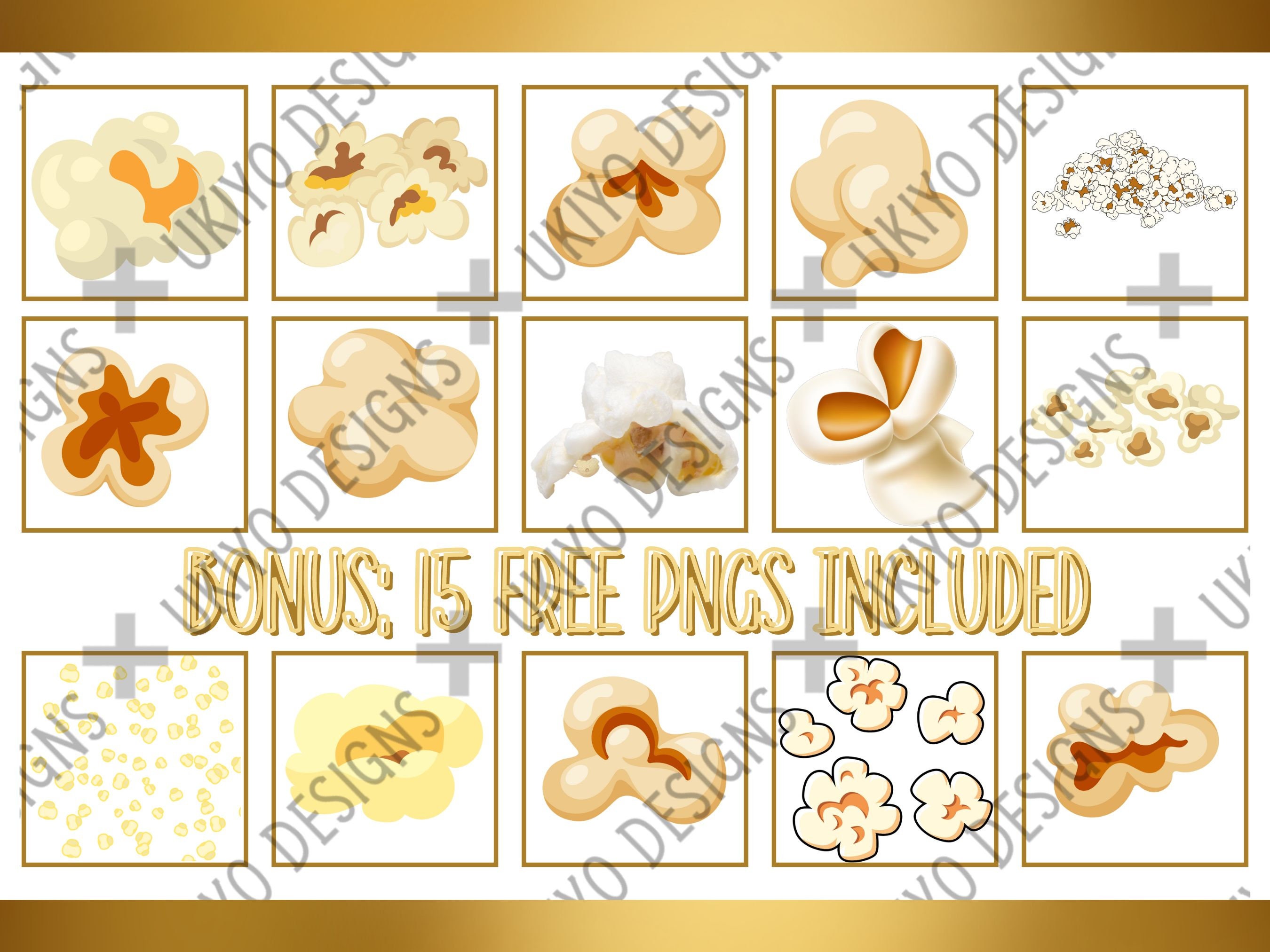 40 Images Popcorn, Kernel, Popping Corn, Clipart/png Bundle, Digital Download, Ukiyo Designs 1