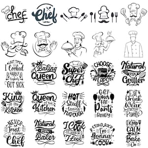 50 imagens: Citações de chefs, Chef, Citações de culinária, Pacote somente clipart/PNG, Digital, Download instantâneo, Designs Ukiyo