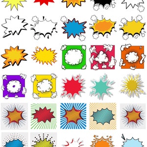 Lege komische geluidseffecten, lege onomatopee, lege tekstballonnen, cartoontekst ALLEEN, PNG| Afdrukbare clipart| Directe digitale download[3]