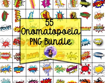 55 Comic Sound Effect Clipart, Onomatopoeia Art PNG (Digital Download) [1]