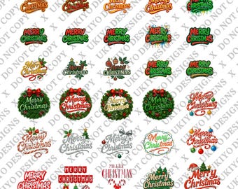 Merry Christmas PNG Bundle | Holiday Clipart (Digital Download)
