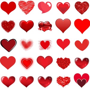 Rote Herzen, Romantik, Romantisch, Herzen, Liebe, Valentinstag, süß PNG NUR | Druckbare Grafik | Sofortiger digitaler Download [1]
