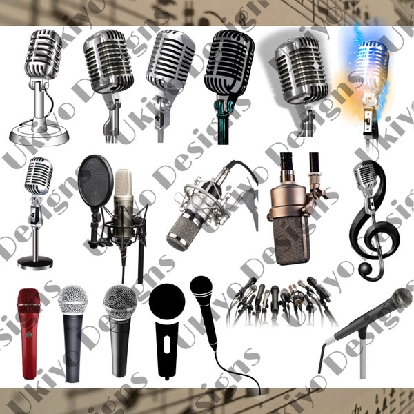 21 images: Microphone Clipart/PNG Bundle, Digital Download, Ukiyo Designs [3]