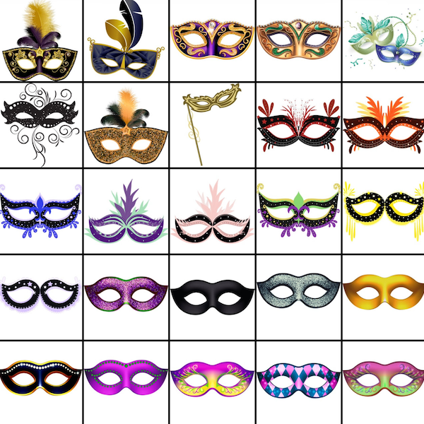 55 images: Masquerade Mask, Ball, Clipart/PNG ONLY Bundle, Digital, Instant Download, Ukiyo Designs [1]