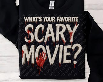 Whats your favorite scary movie, Horror quote, Ghostface, Halloween, Thriller PNG ONLY| Printable Art| Sublimation| Instant Digital Download