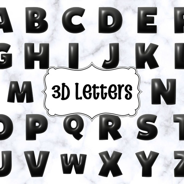 3d Letters, Big Letters, Clipart/PNG ONLY Bundle, Digital Download, Instant Download, Ukiyo Designs [6]