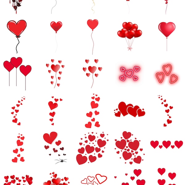 30 Red Hearts, Hearts, Love, Valentines, Special Clipart/PNG Bundle, Digital Download, Instant Download, Ukiyo Designs [3]