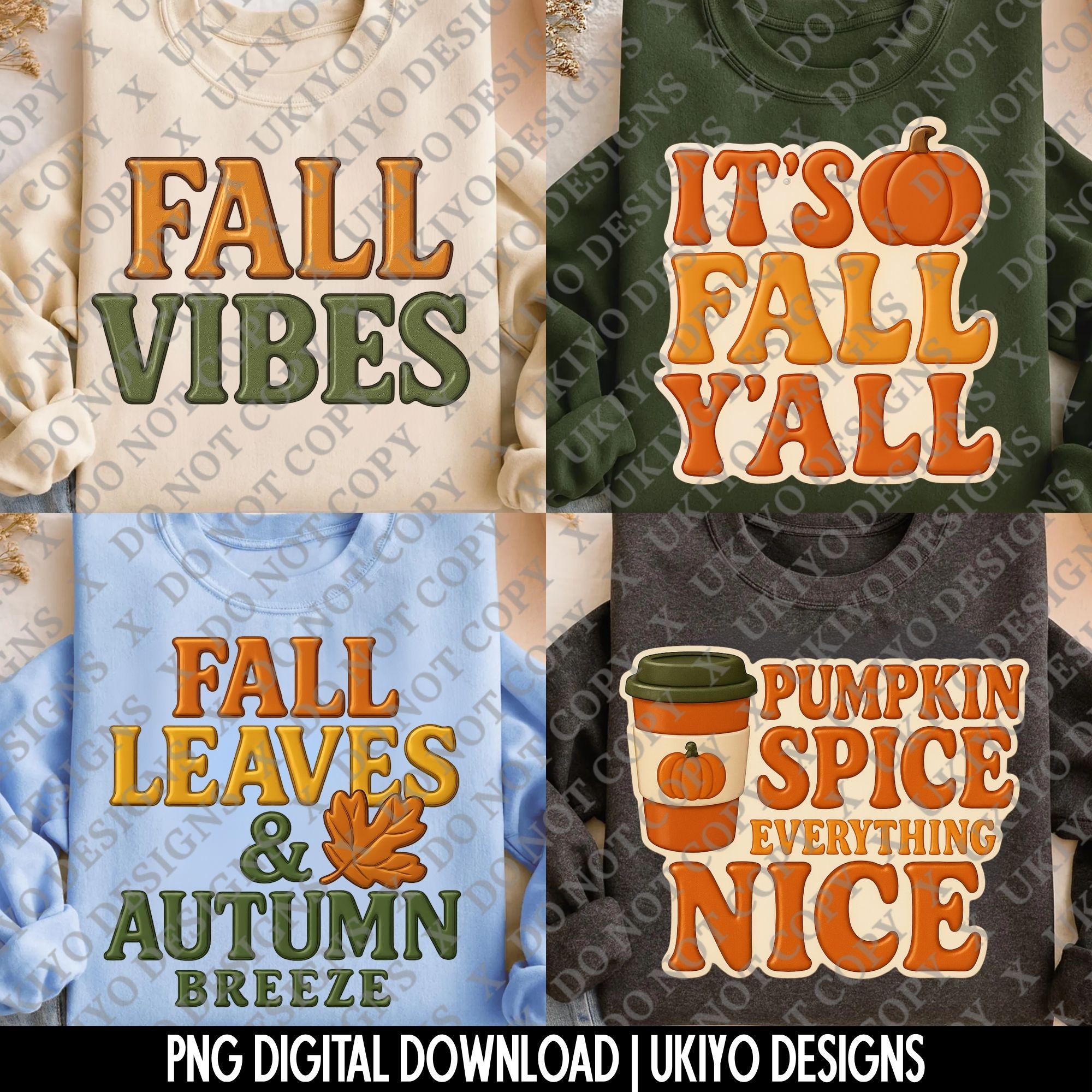 10 Fall PNG Bundle | Autumn Quotes Clipart | Pumpkin Spice Sublimation ...