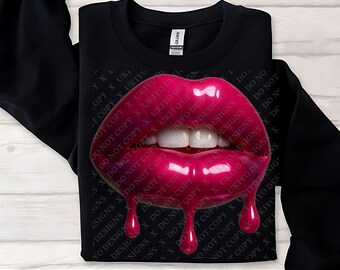Hot Pink Dripping Lips PNG File | Glossy Melting Lip Clipart for Sublimation, Girly Stickers, Fashion Crafts, and Bold Digital Art Projects